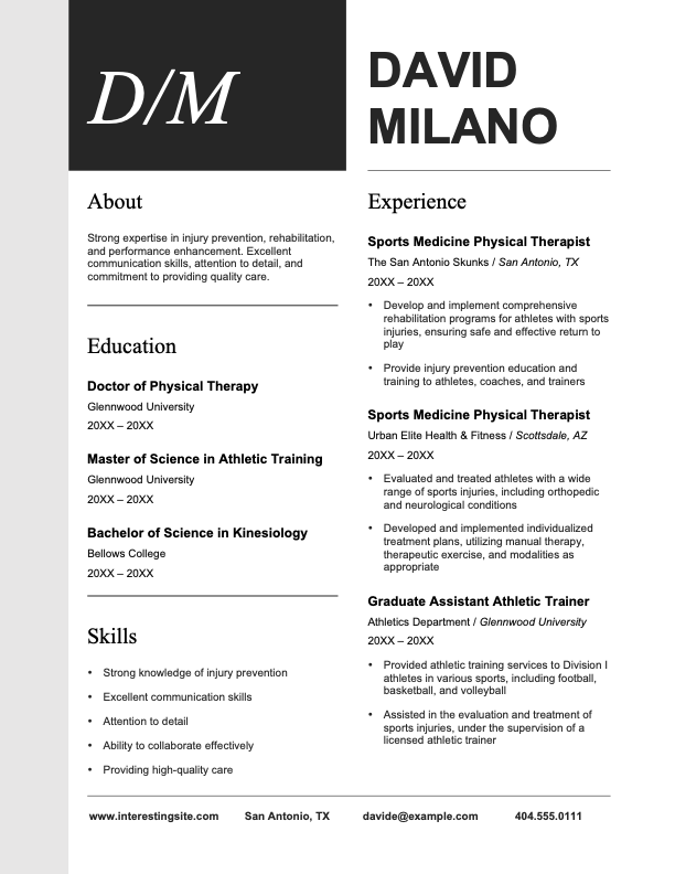 Modern initials resume